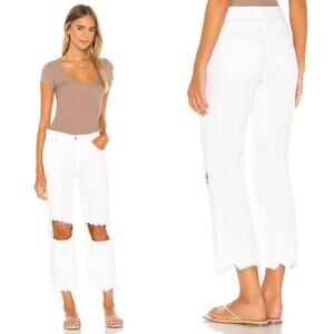 Free People x REVOLVE Maggie Mid Rise Button Fly Straight Jeans Size 27 White